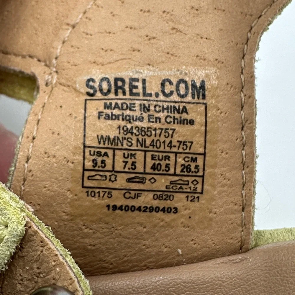 Sorel Cameron Espadrille Sandals Women's 9.5 Neon Green Yellow NL 4014-757‎ READ